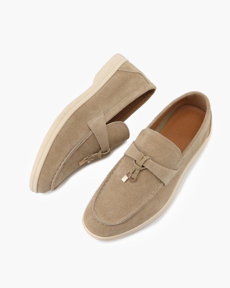 Mocasini damă din piele întoarsă cu ciucuri, pantofi comozi slip-on rafinați