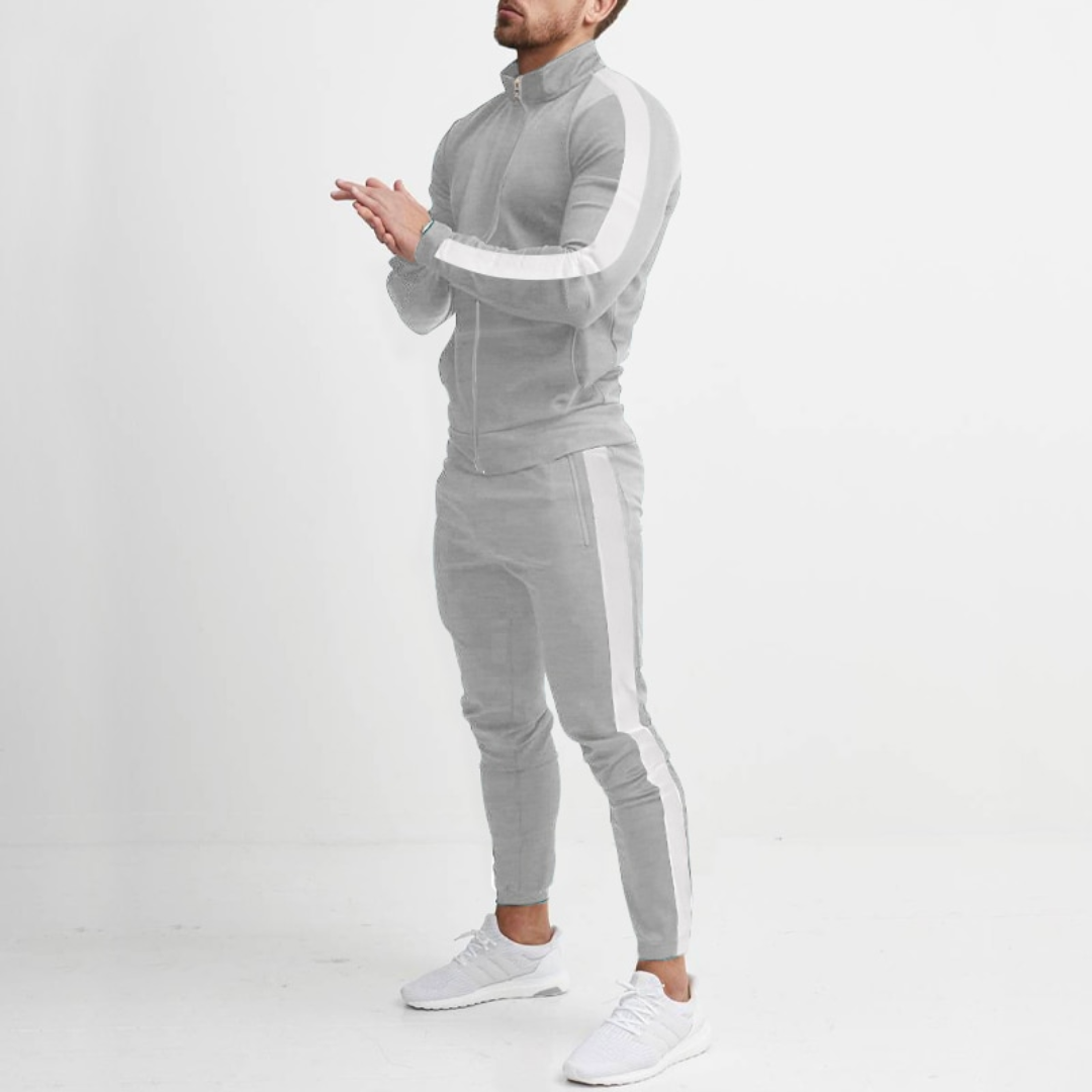 Pánská slim fit tepláková souprava – hladká sportovní bunda na zip pro aktivní i volné dny