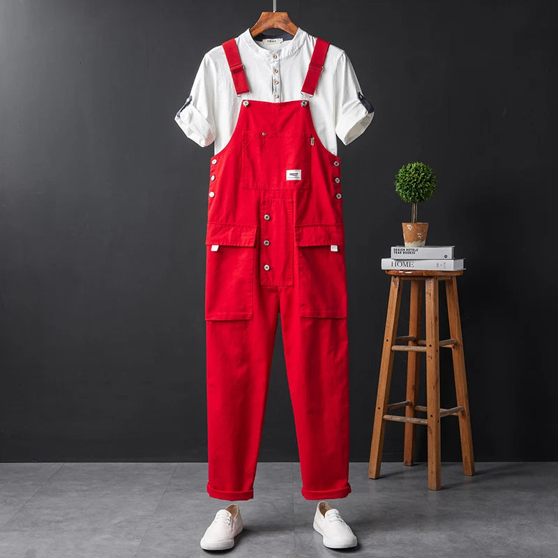Men’s Utility Cargo Bib Overalls – Multi-Pocket Workwear for Casual Everyday Wear
