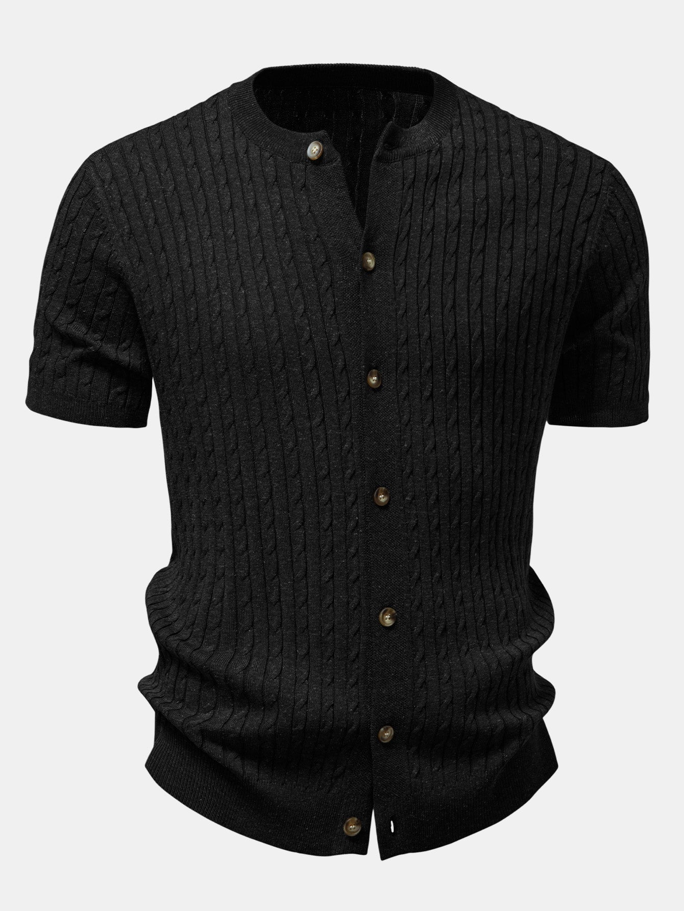 Pánská košile s copánkovým úpletem a knoflíky s kalhotami se zúženými nohavicemi – propracovaný smart casual komplet