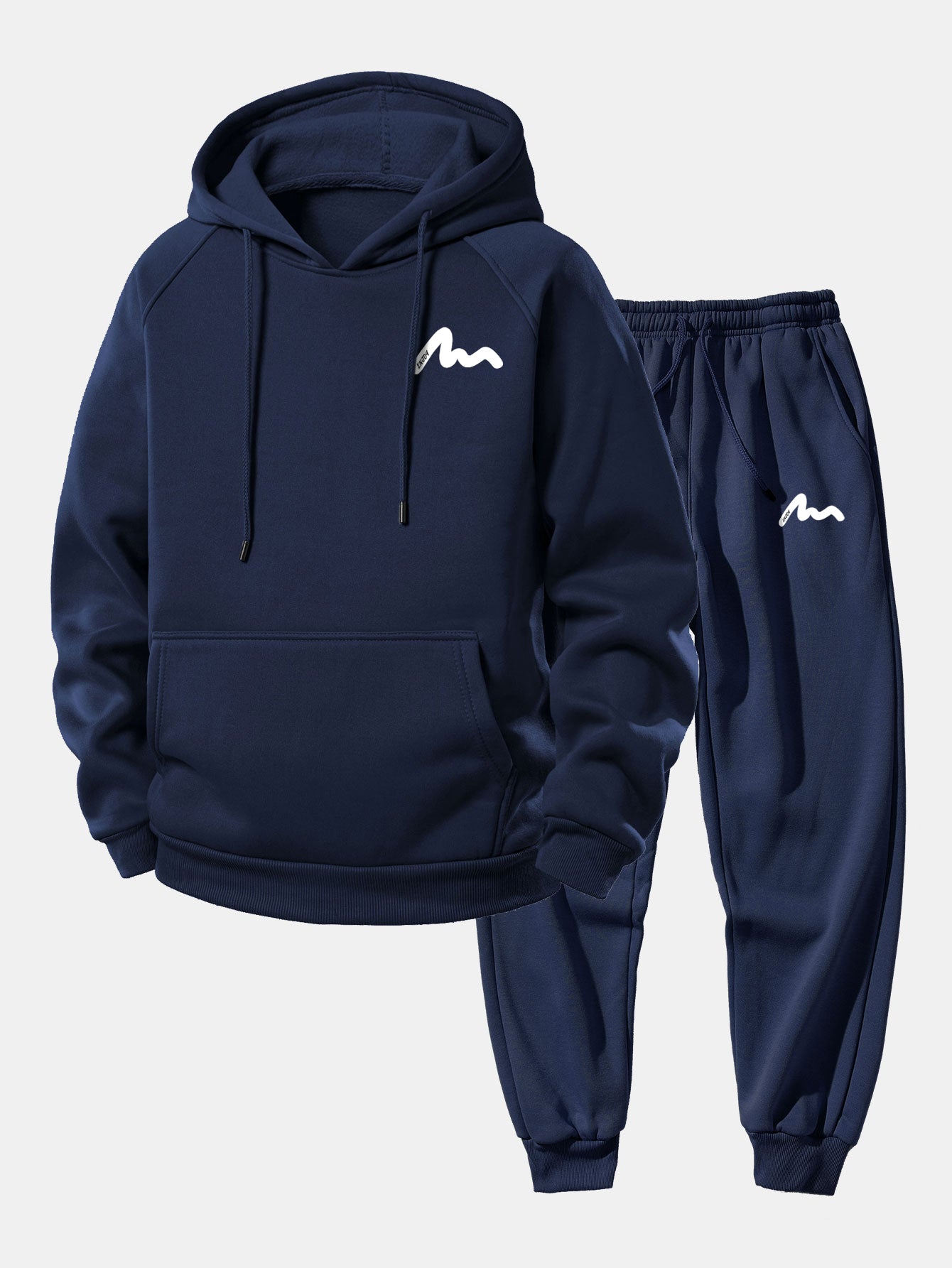 Men’s Printed Hoodie Tracksuit – Relaxed Polyester Jogger Set for Streetwear and Daily Wear