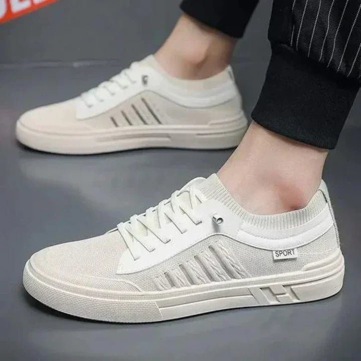Men’s Breathable Low-Top Sneakers – Lace-Up Casual Trainers with Textured Panels for Everyday Summer and City Wear