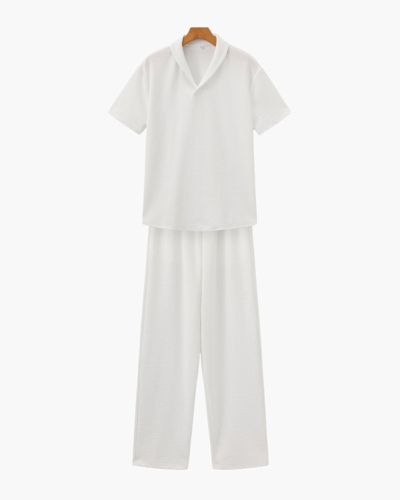 Conjunto de Polo Relajado para Hombre con Pantalones de Pierna Ancha