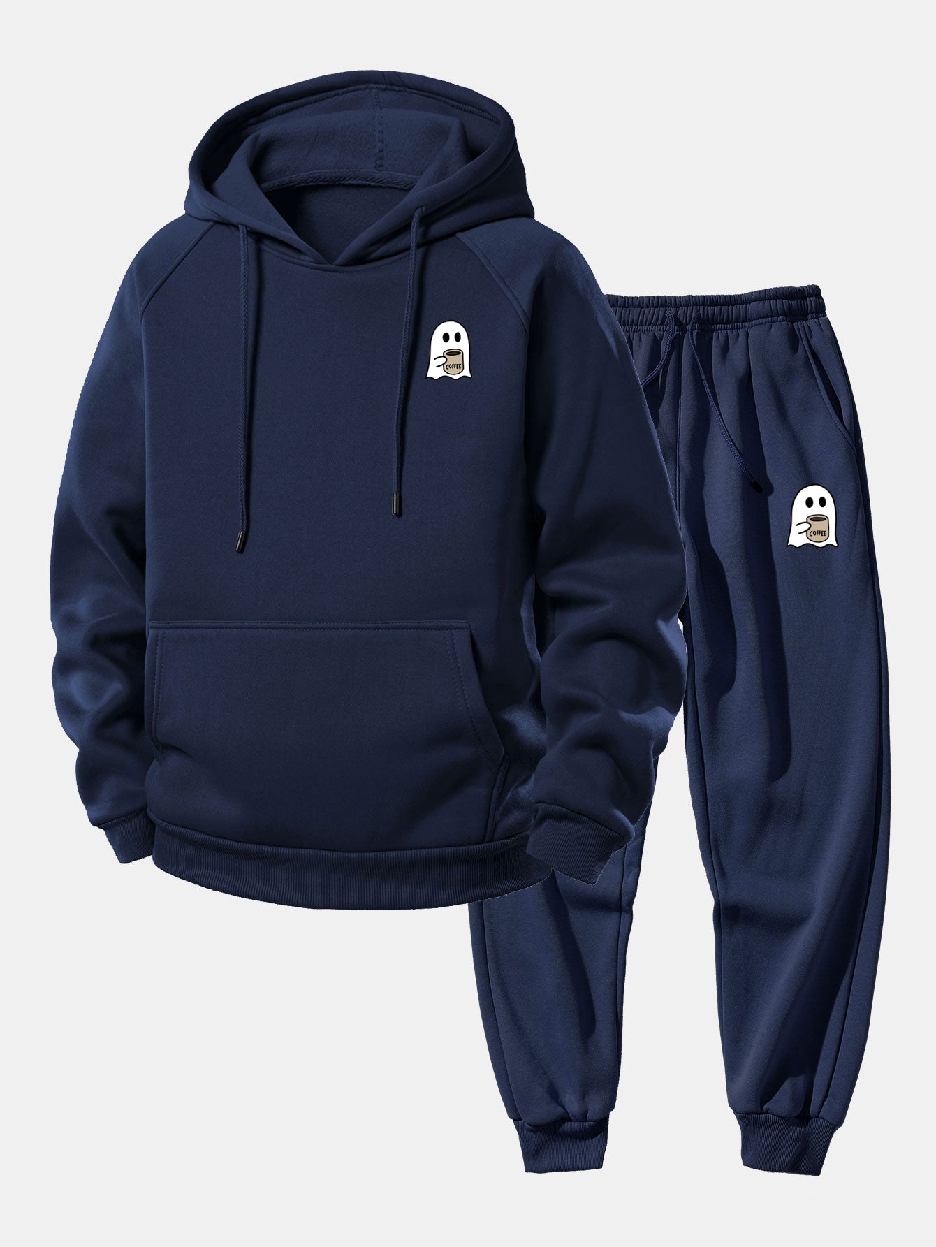 Men’s Hooded Polyester Tracksuit – Relaxed Printed Set with Tapered Joggers for Casual Days