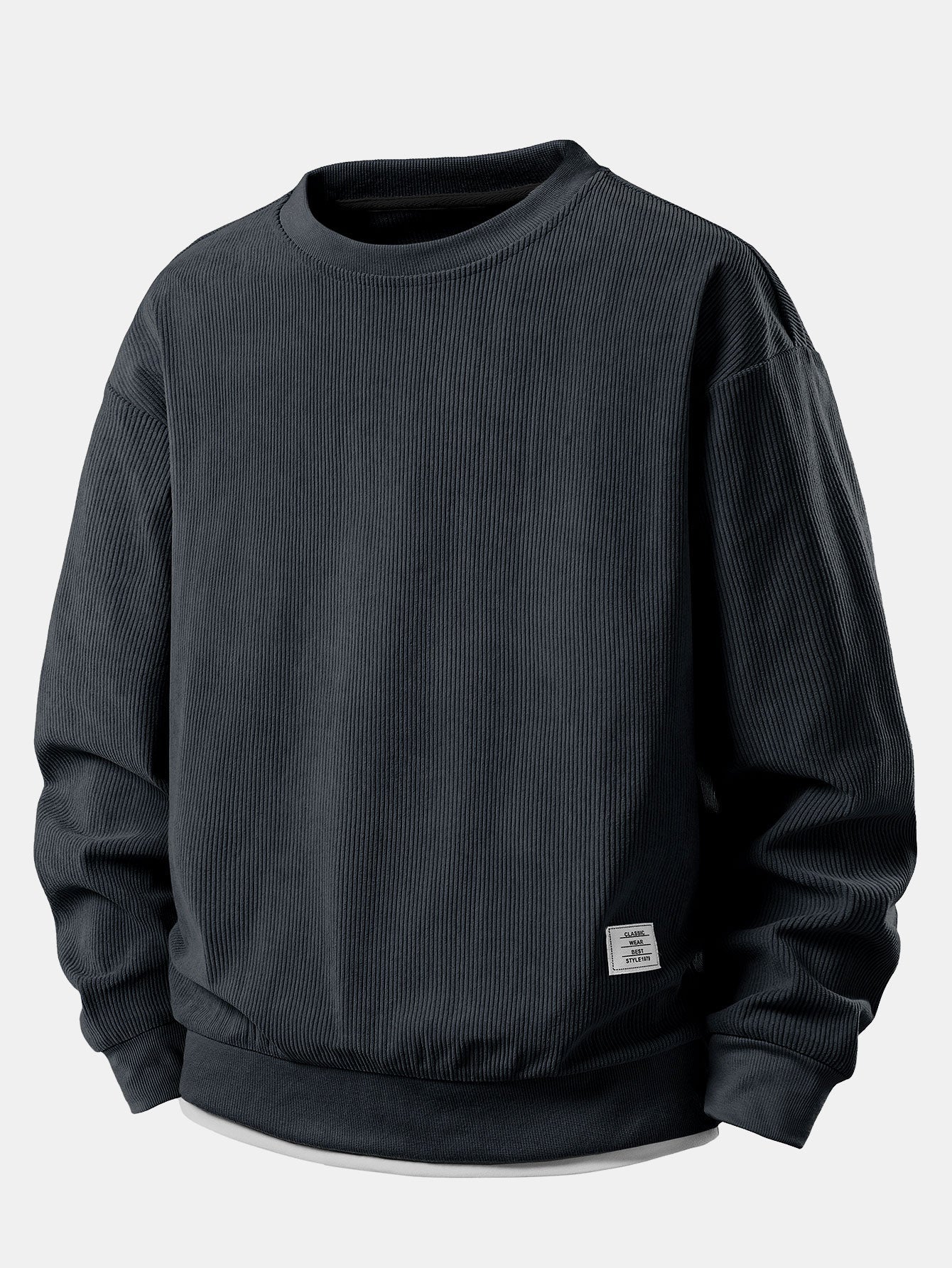 Felpa girocollo a strati in velluto a coste da uomo – Pullover casual e comodo per tutti i giorni più freschi