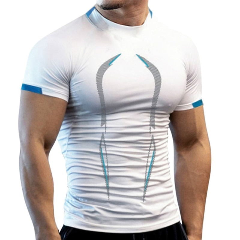 Men’s Compression Sports T-Shirt – Sculpted Short-Sleeve Training Top with Performance Panel Detailing