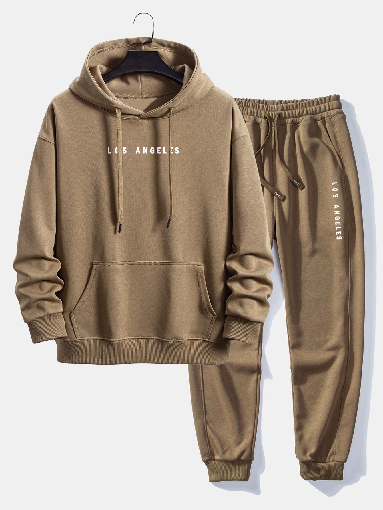 Men’s Relaxed Cotton Blend Hoodie Tracksuit – Printed Jogger Set for Casual City Wear