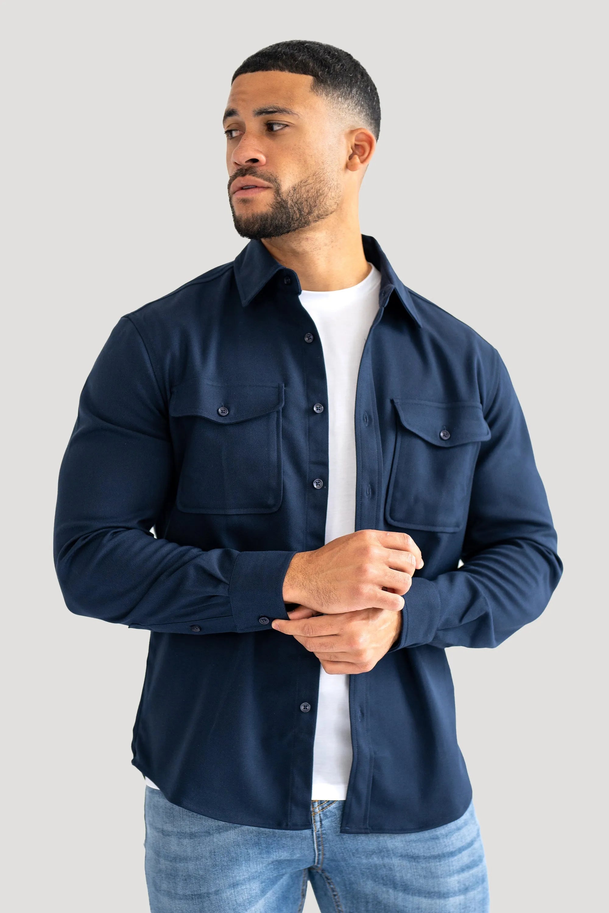 Men’s Cotton Blend Overshirt – Relaxed Utility Layering Piece for Casual Seasonal Styling