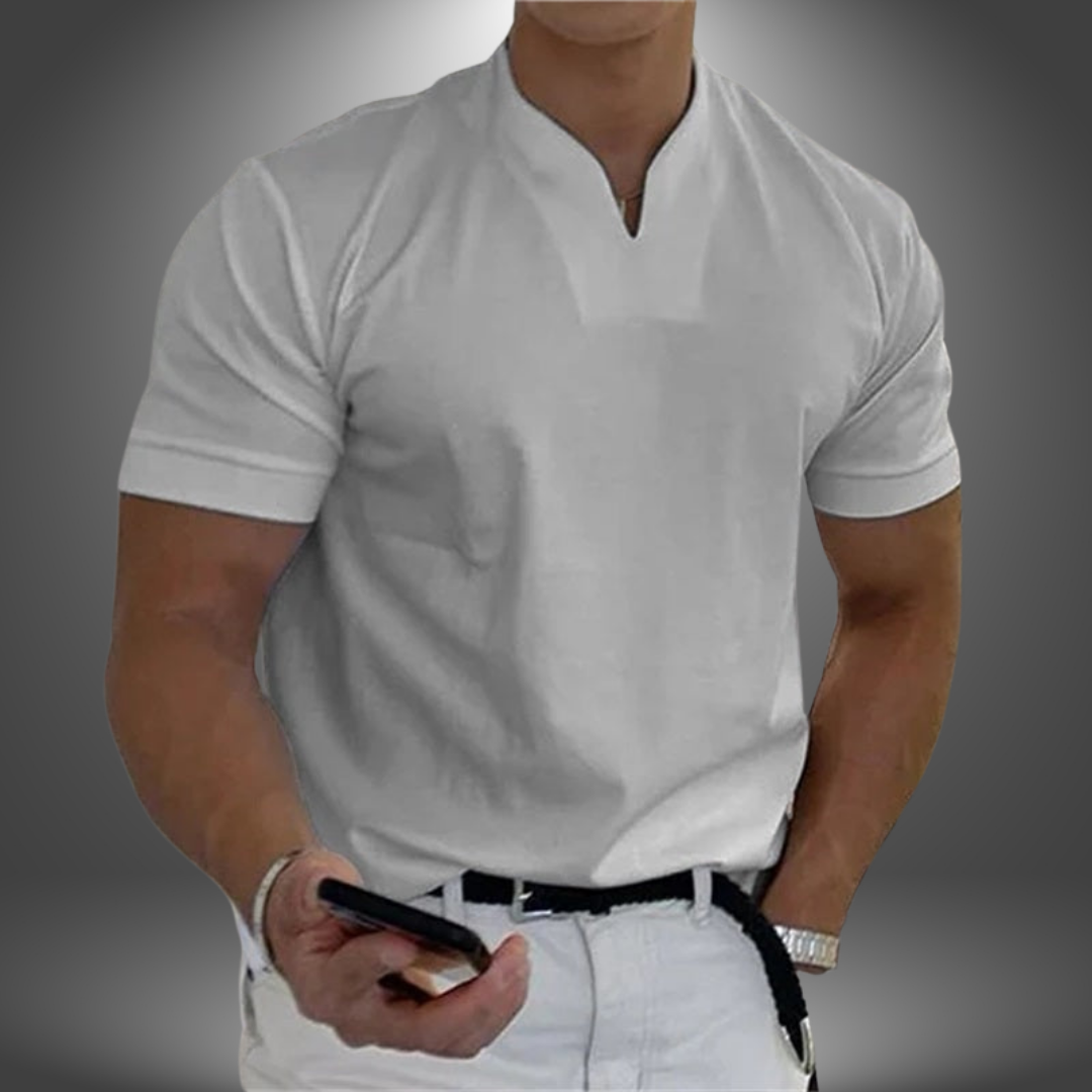 Men’s Short Sleeve V-Neck Tailored Casual Summer Shirt