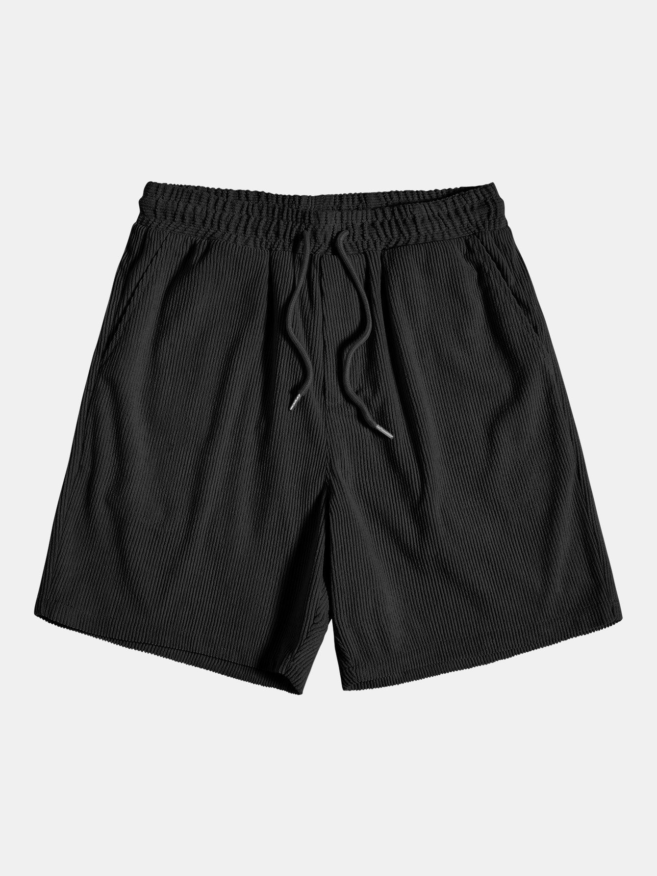 Sæt med herreskjorte med lange ærmer i fløjl og shorts – tekstureret casualtøj til overgangsperioden