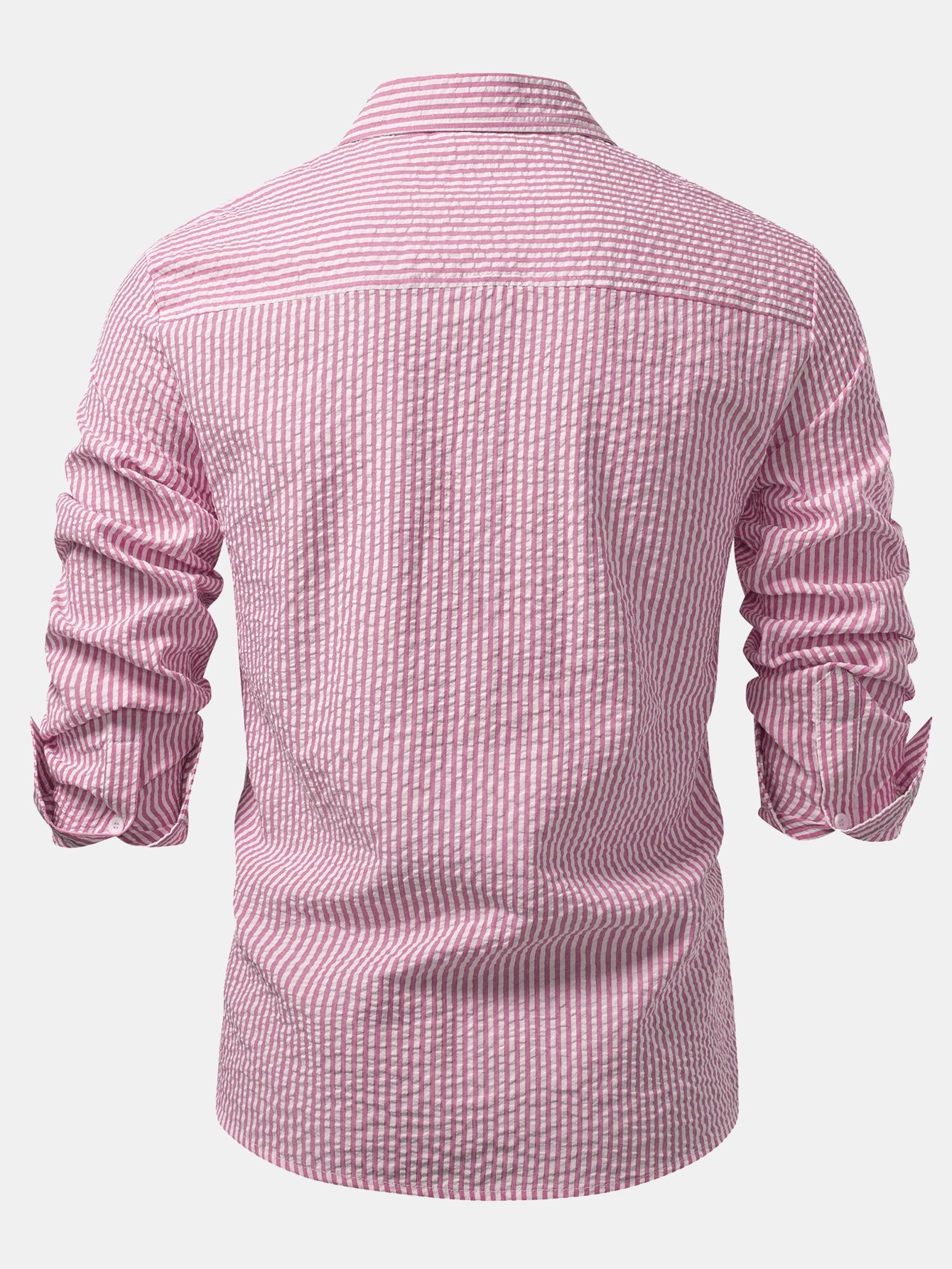 Chemise homme en seersucker à boutons – Coupe classique, style chic et décontracté pour les jours de travail et les week-ends