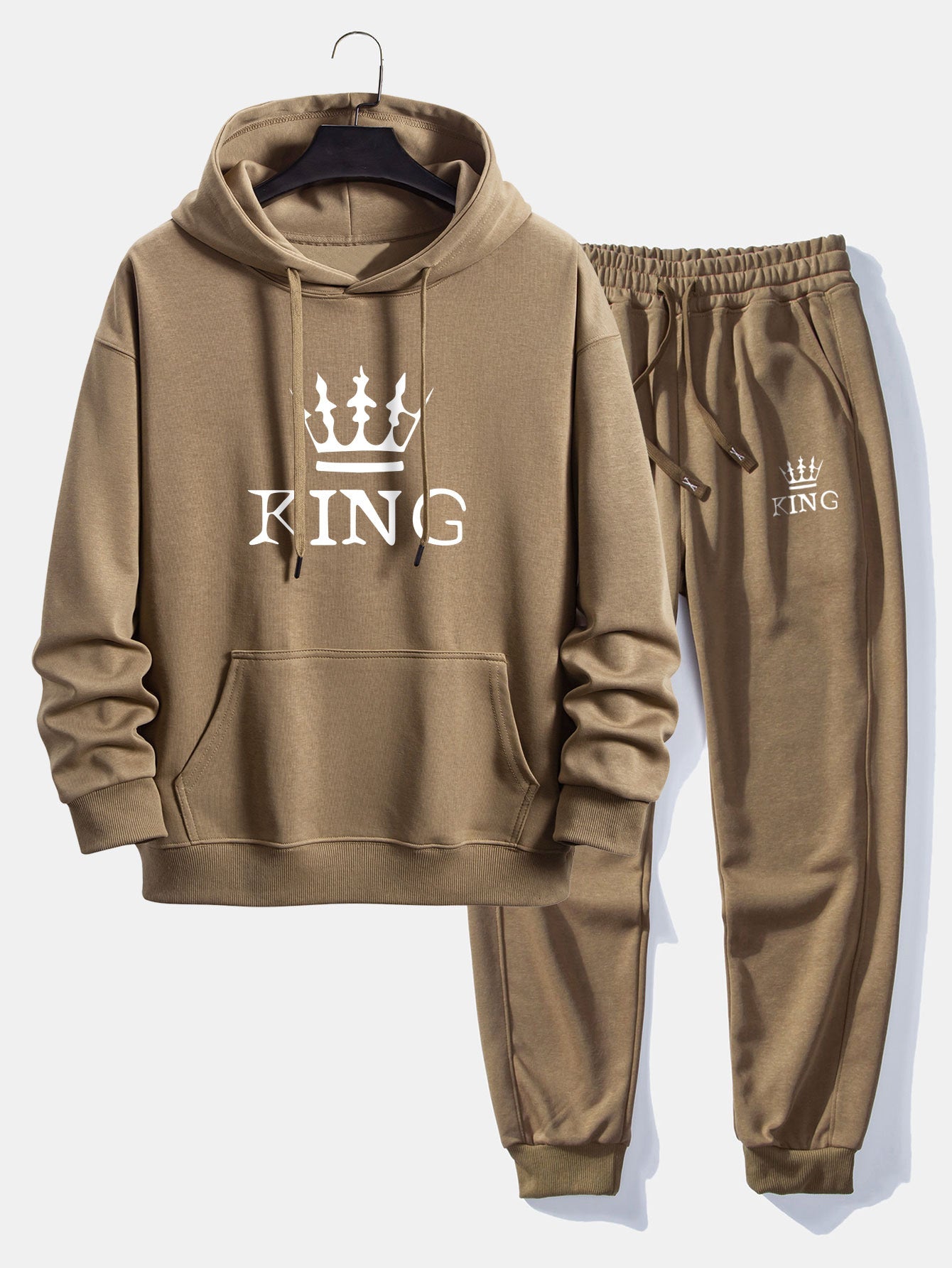 Men’s Printed Relaxed Tracksuit – Cotton Blend Hoodie Set for Streetwear and Travel