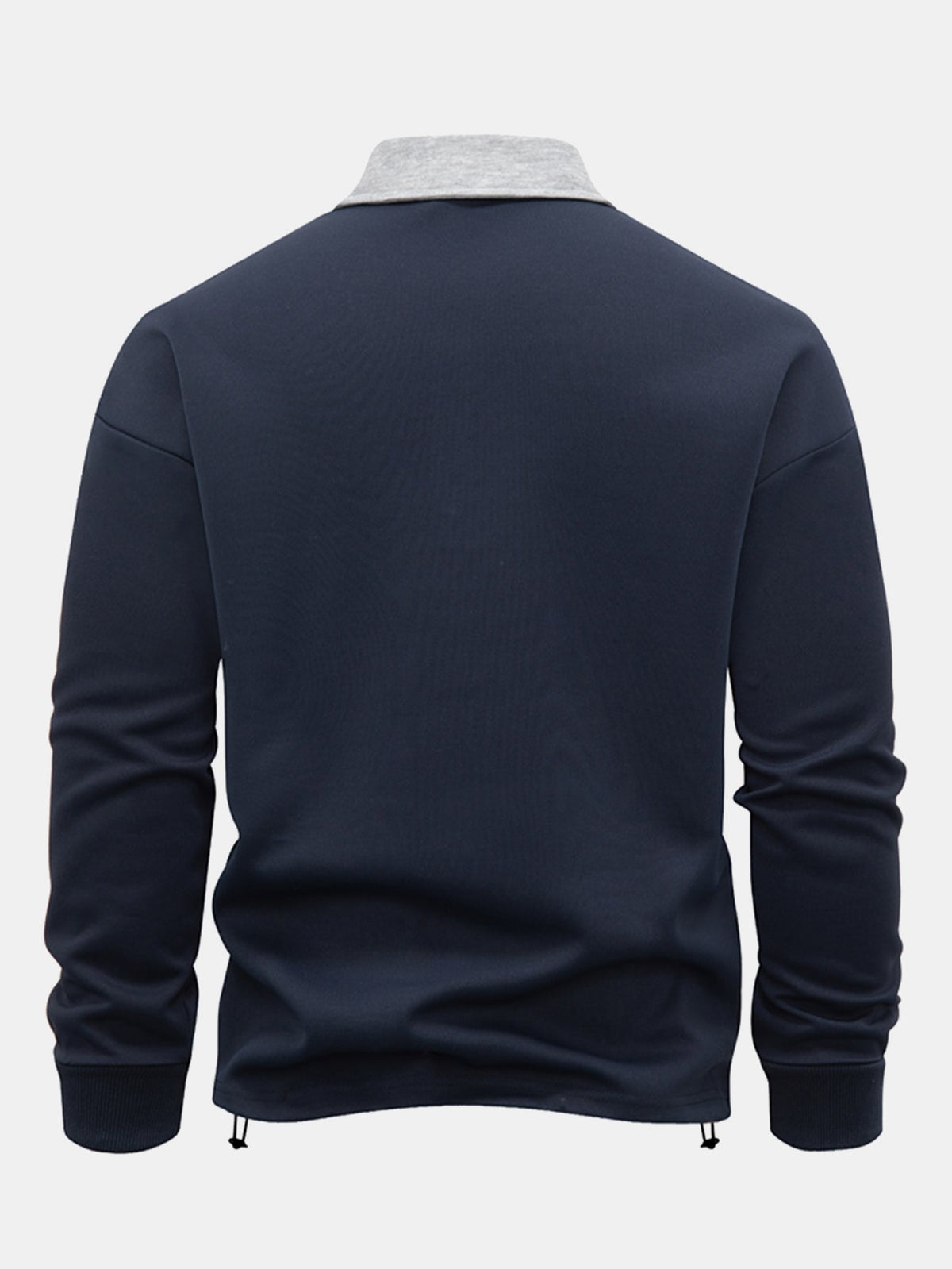 Hanorac bărbătesc cu croială lejeră, fermoar până la jumătate și guler polo – Pulover cu mânecă lungă și guler în contrast, pentru ținute smart casual