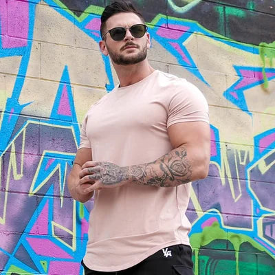 Herre Deep Cut Essential T-shirt – Strækbar, Åndbar, Komfortabel, Stilfuld, Atletisk, Hverdagspasform