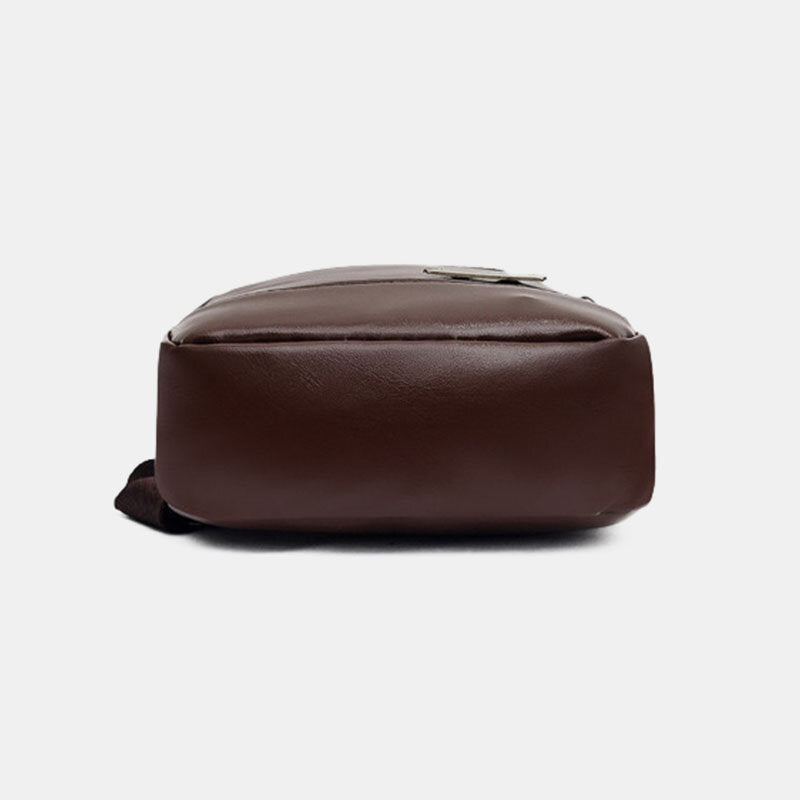 Sling-Tasche aus PU-Kunstleder für Herren – Kompakte Crossbody-Brusttasche mit verstellbarem Riemen und Reißverschlusstaschen