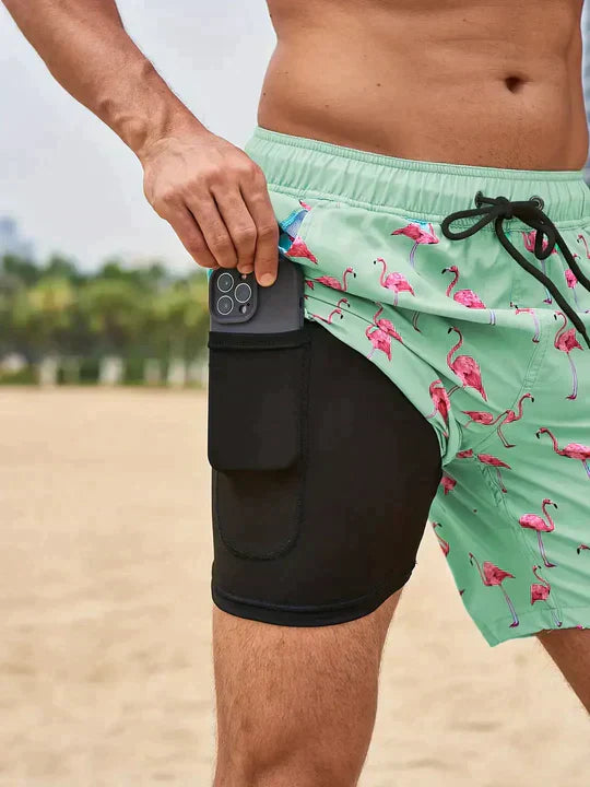 Bañadores para hombre con cordón y estampado, pantalones cortos de playa para ocio