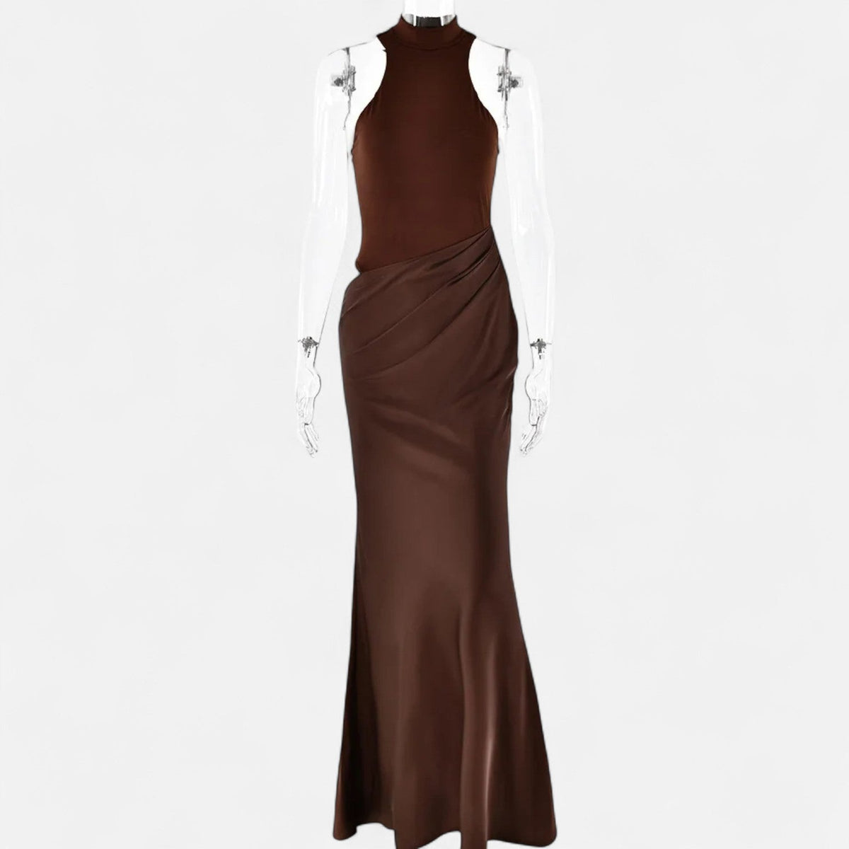 Damen-Maxikleid mit Neckholder und Cut-outs – gerafftes Abendkleid für Galas und Partys