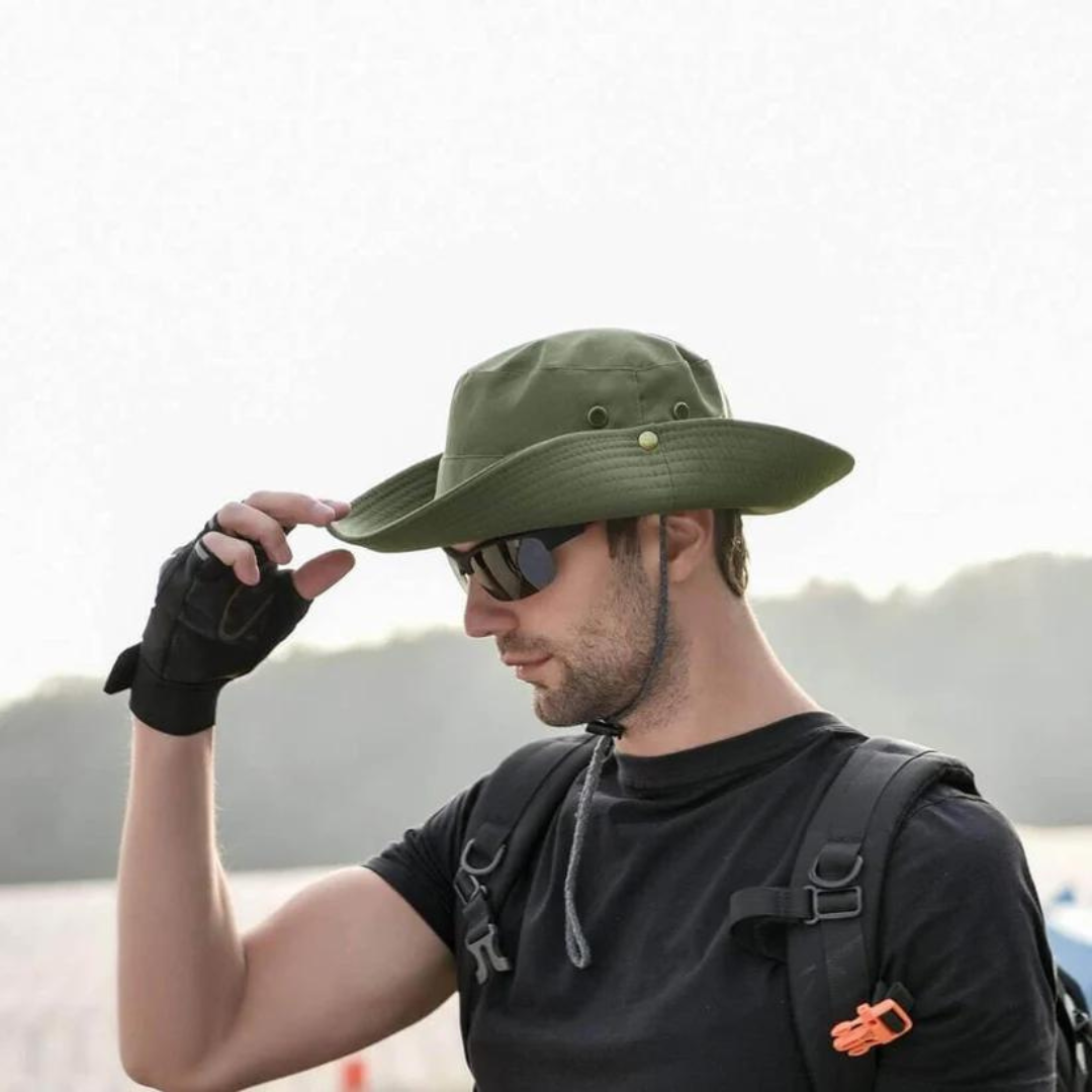 Herre vandafvisende bøllehat – UPF 50+ bredskygget solbeskyttelse til vandreture og fiskeri