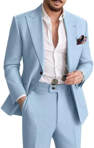 Men's Summer Linen Suit | Lightweight Breathable Two-Piece Smart Casual & Tailored Formal Set