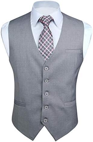Chaleco formal liso para hombre con cuello en V y bolsillos de ribete - Chaleco de traje clásico con botones para bodas y vestimenta de negocios