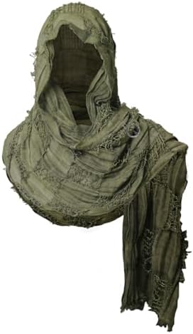 Mantella medievale gotica da uomo con cappuccio e spalle - Sciarpa drappeggiata effetto vissuto con spilla decorativa per cosplay di Halloween e costumi fantasy