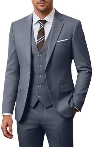 Fato de casamento de três peças para homem – corte justo com dois botões para eventos formais