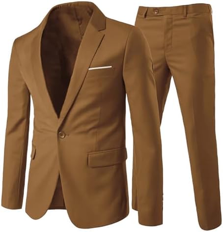 Men’s Wrinkle-Resistant Two-Piece Suit – Slim Tailoring for Business and Weddings