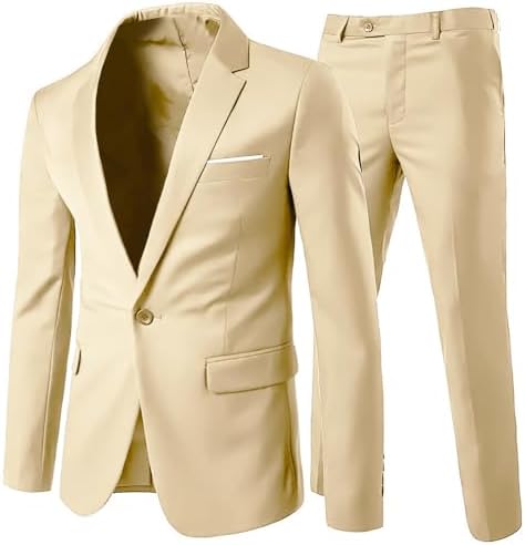Men’s Wrinkle-Resistant Two-Piece Suit – Slim Tailoring for Business and Weddings