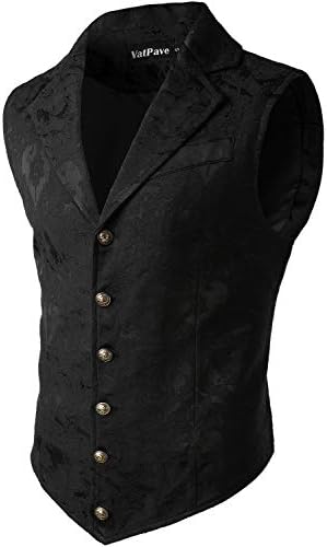 Vestă formală jacquard pentru bărbați - vestă croită ornamentată, cu un singur rând de nasturi și guler cu rever, pentru nunți, petreceri, evenimente de seară, stil steampunk și ținute elegante pentru ocazii speciale