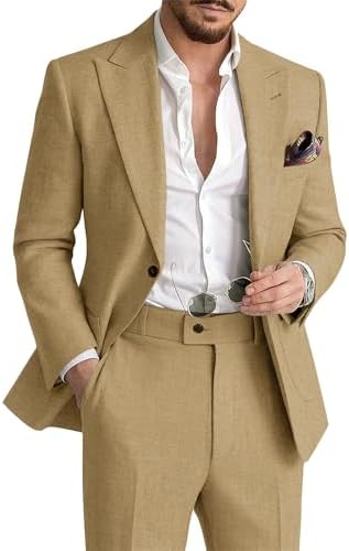 Men's Summer Linen Suit | Lightweight Breathable Two-Piece Smart Casual & Tailored Formal Set