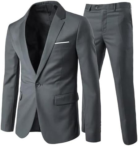Men’s Wrinkle-Resistant Two-Piece Suit – Slim Tailoring for Business and Weddings