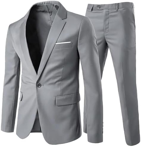 Men’s Wrinkle-Resistant Two-Piece Suit – Slim Tailoring for Business and Weddings