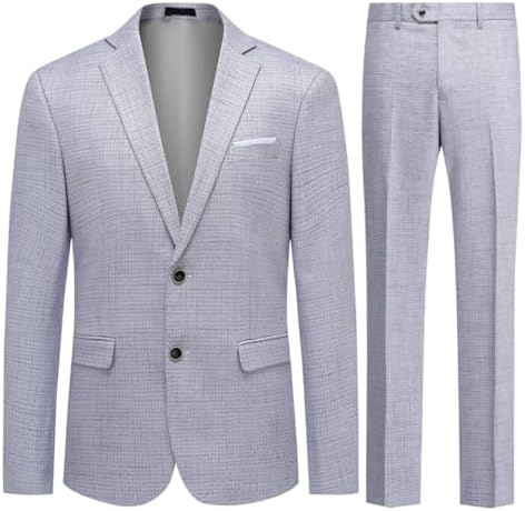 Men’s Checked Two-Piece Tailored Suit – Slim Smart Set for Weddings and Business