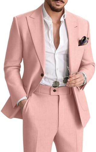 Men's Summer Linen Suit | Lightweight Breathable Two-Piece Smart Casual & Tailored Formal Set