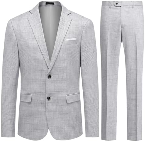 Men’s Checked Two-Piece Tailored Suit – Slim Smart Set for Weddings and Business