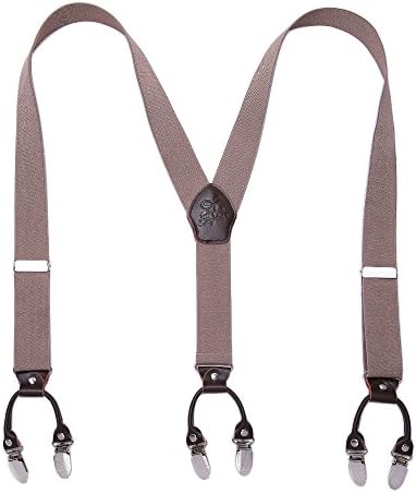Men’s Checked Y-Back Braces – Adjustable Six-Clip Suspenders for Smart and Formal Styling