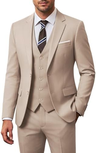 Fato de casamento de três peças para homem – corte justo com dois botões para eventos formais