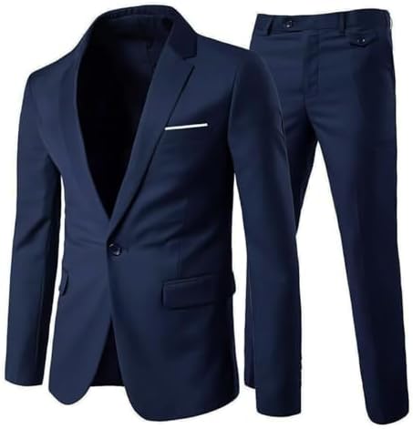 Men’s Wrinkle-Resistant Two-Piece Suit – Slim Tailoring for Business and Weddings