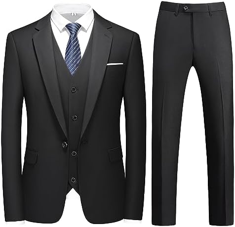 Men’s Three-Piece Tailored Suit – Single-Button Set for Weddings and Business