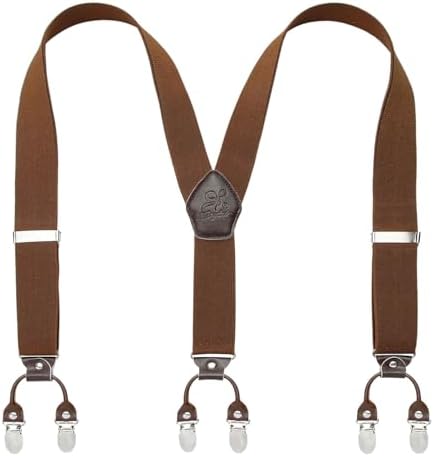 Men’s Checked Y-Back Braces – Adjustable Six-Clip Suspenders for Smart and Formal Styling