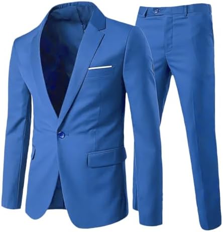 Men’s Wrinkle-Resistant Two-Piece Suit – Slim Tailoring for Business and Weddings