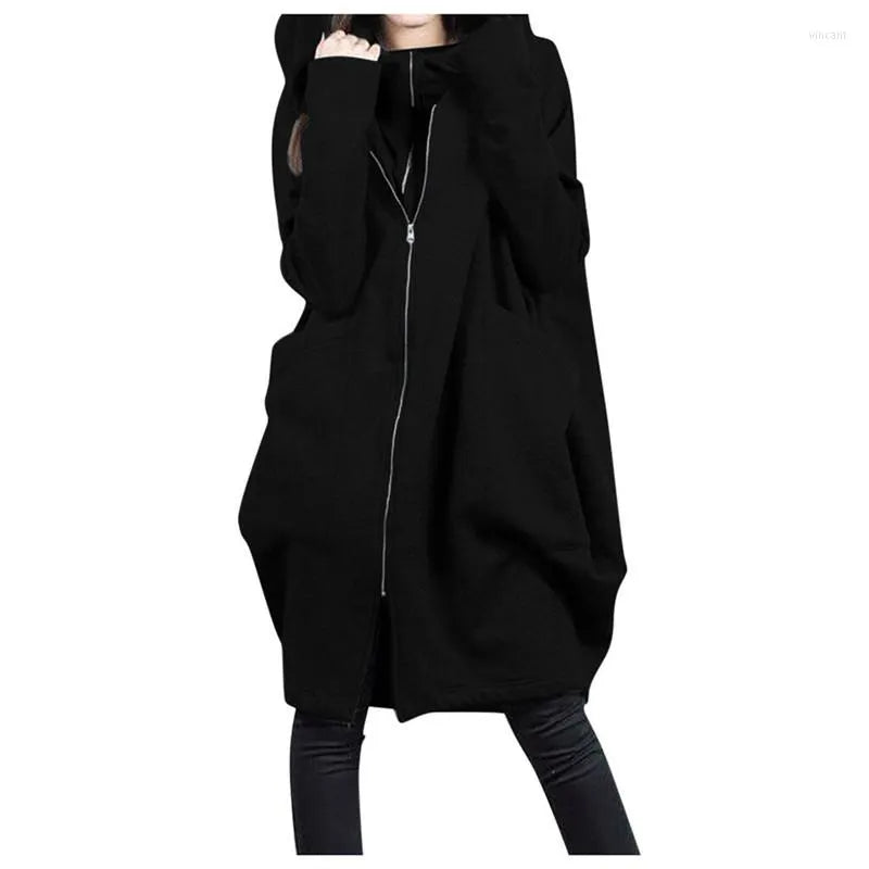Women’s Oversized Hooded Long Winter Coat – Relaxed Zip-Up Layer for Casual Cold-Weather Wear