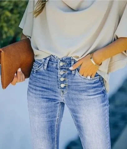 Pantalones de mezclilla elásticos para mujer – Ajuste delgado flexible, cómodos, para uso diario, modernos, casuales y elegantes
