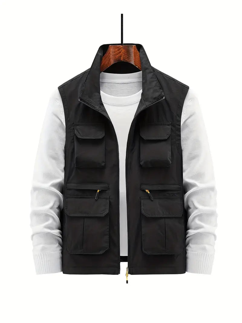 Men’s Multi-Pocket Zip-Up Vest – Soft Breathable Durable Layered Comfort for Casual Styling
