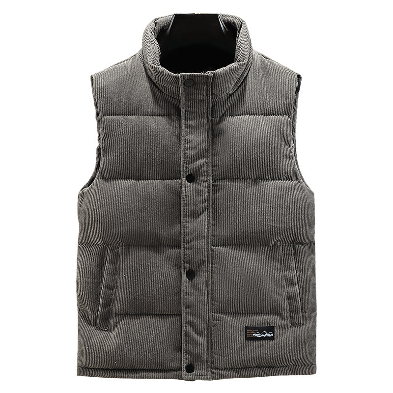 Chaleco acolchado de pana para hombre, con cuello alto, ideal para el clima fresco