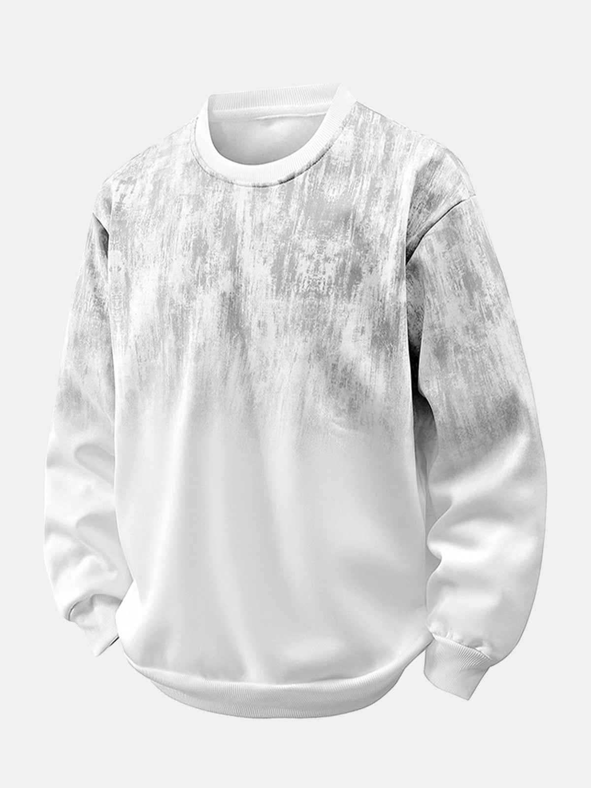 Męska bluza w stylu vintage z efektem sprania i wzorem tie-dye - luźny krój, długie rękawy, efekt wyblakłego ombre i ściągacze, idealna do codziennych stylizacji streetwearowych