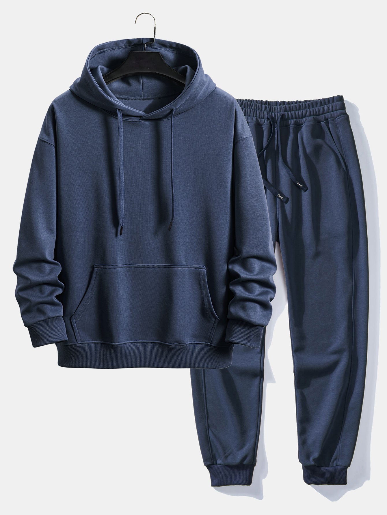 Men’s Basic Tracksuit Set – Pullover Hoodie and Cuffed Joggers for Daily Comfort