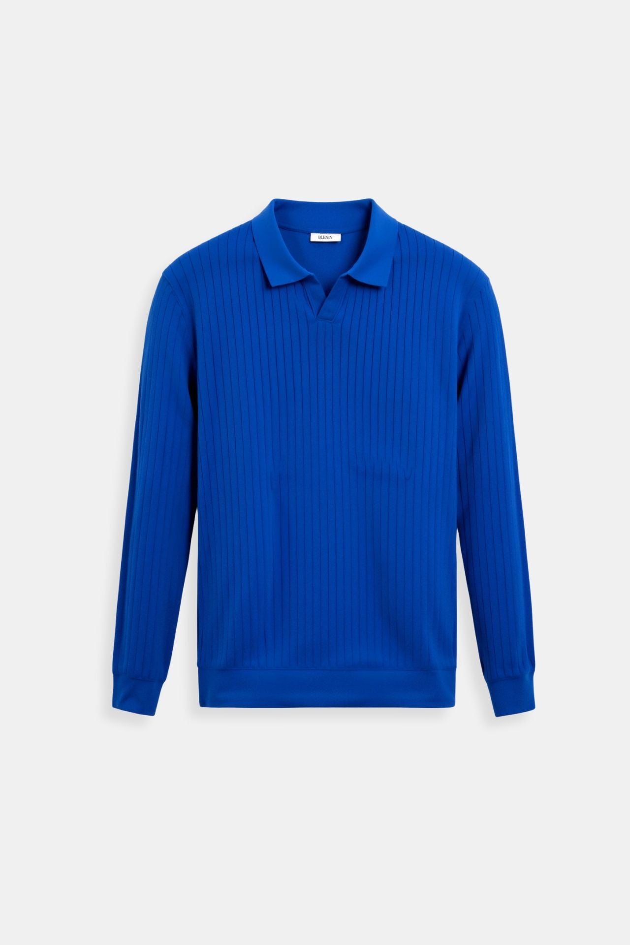 Polo a manica lunga da uomo in maglia costina, stile smart casual