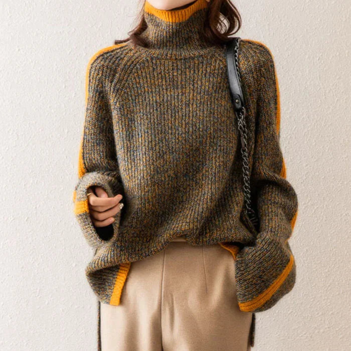Dame Elegant Strikket Trøje Blød Varm Jumper til Efterår og Vinter
