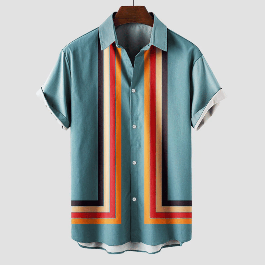 Men’s Retro Short Sleeve Printed Casual Summer Shirt